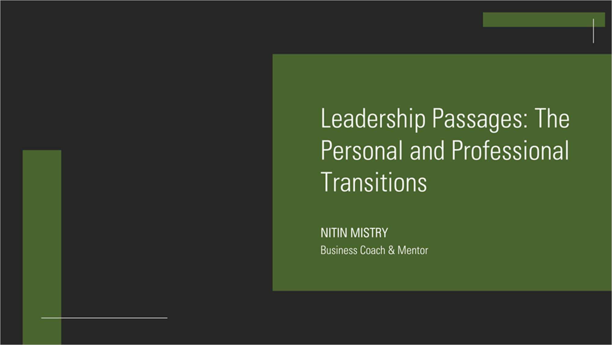 Leadership Passages: The Personal and Professional Transitions